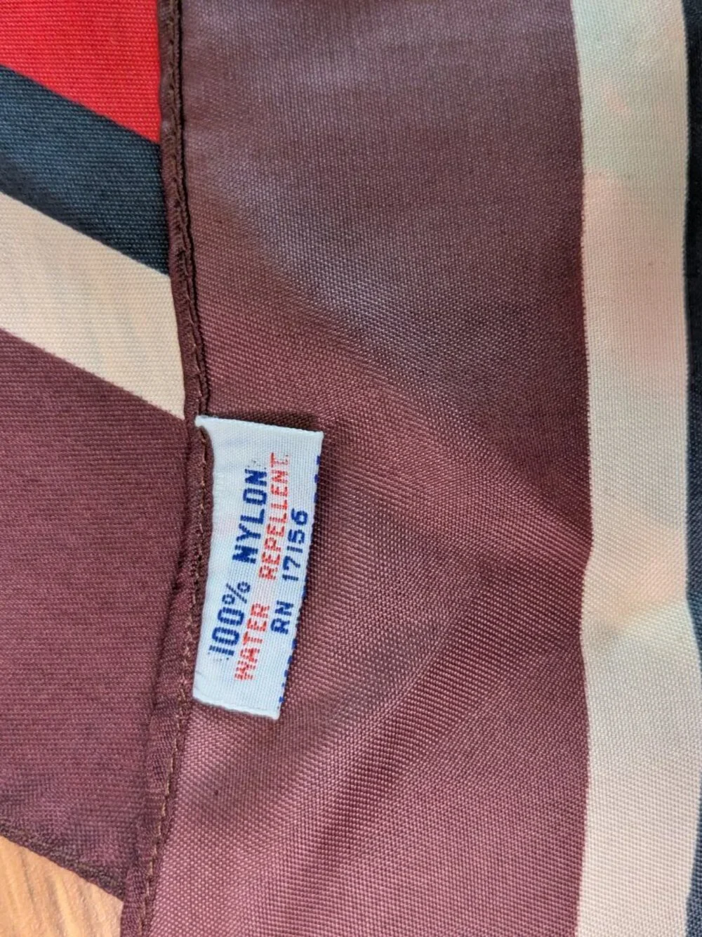 vintage 70s 100% nylon water repellent hair neck scarf red brown floral stripe 2